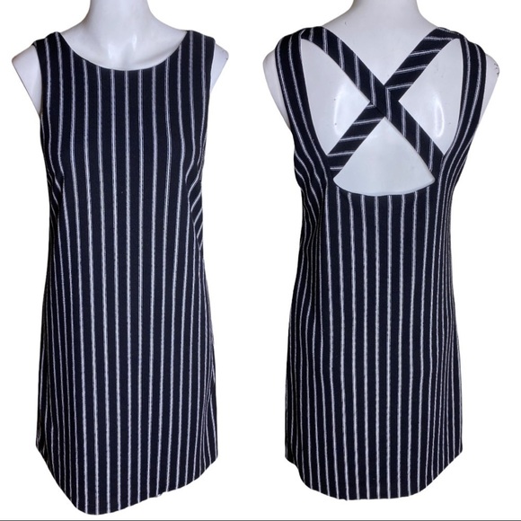 Aqua Pinstripe Dress Black & White - Picture 1 of 10